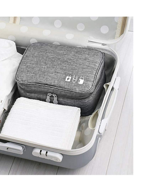 Load image into Gallery viewer, Electronics Organizer,  Electronic Accessories Bag Travel Cable Organizer Three-Layer for Ipad Mini, Kindle, Hard Drives, Cables, Chargers (Two-Layer-Grey)

