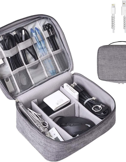Load image into Gallery viewer, Electronics Organizer,  Electronic Accessories Bag Travel Cable Organizer Three-Layer for Ipad Mini, Kindle, Hard Drives, Cables, Chargers (Two-Layer-Grey)
