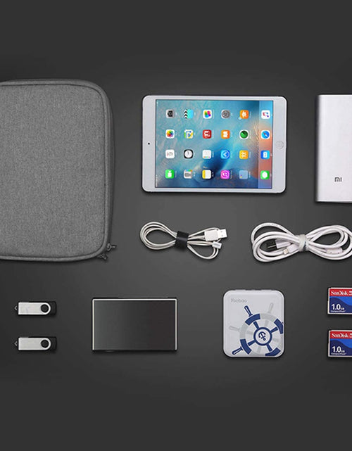 Load image into Gallery viewer, Electronics Organizer,  Electronic Accessories Bag Travel Cable Organizer Three-Layer for Ipad Mini, Kindle, Hard Drives, Cables, Chargers (Two-Layer-Grey)
