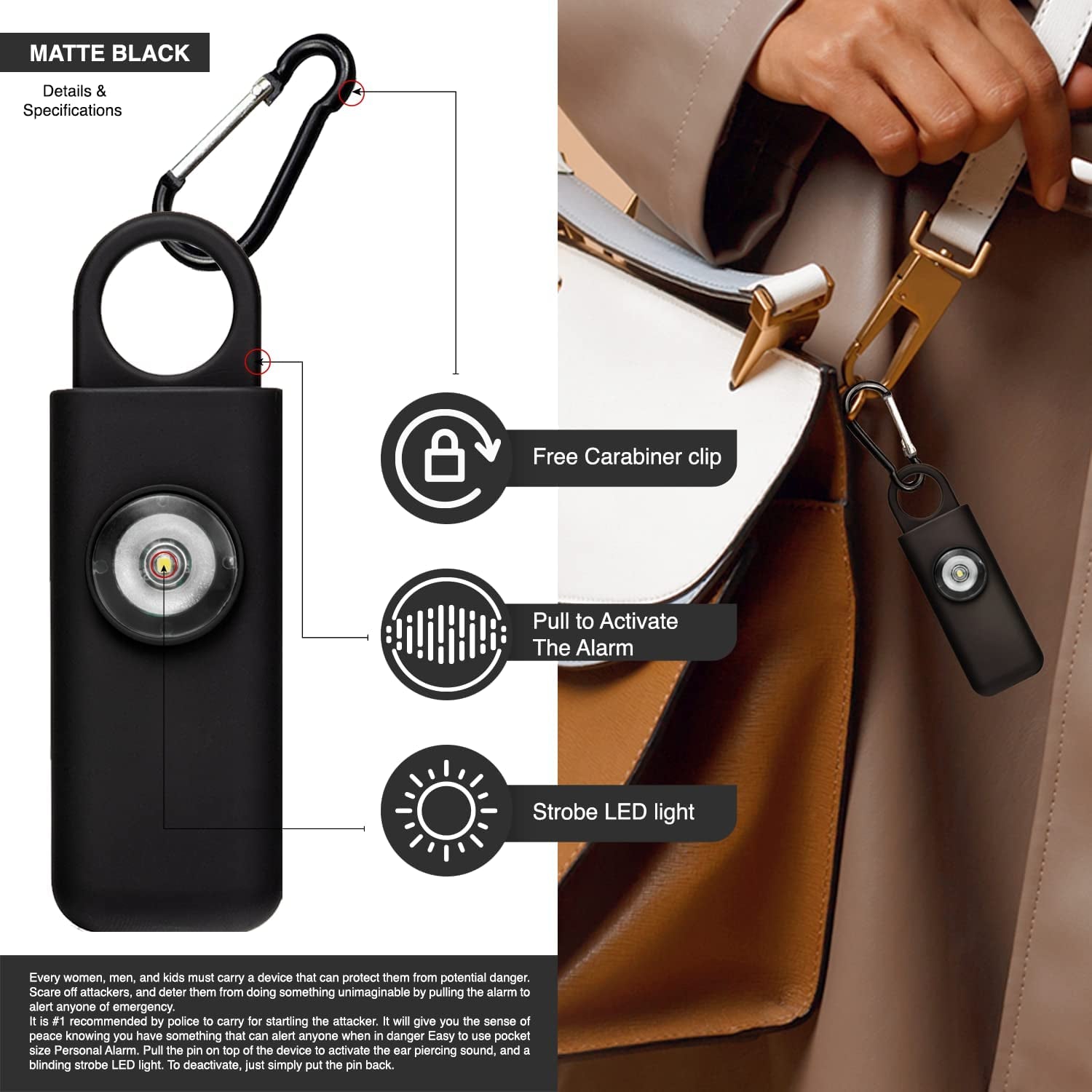 The Original Self Defense Siren – Safety Alarm for Women, Men, Children, Teens, & Elderly W/Sos LED Light & Carabiner. Self Defense Siren Keychain by . 2 Units